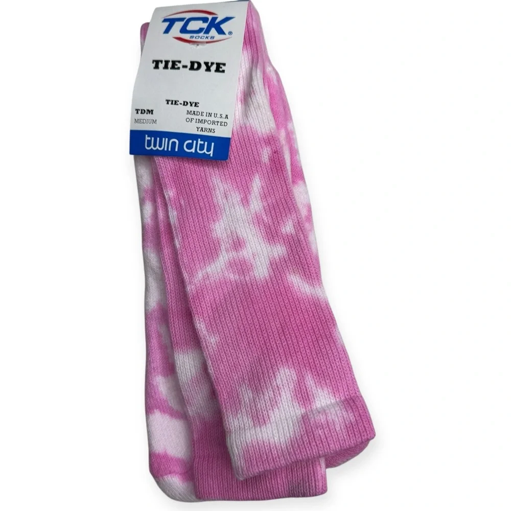 Tck Tie Dye White Pink Tube Socks Soccer‎ Size Medium M 1 Pair